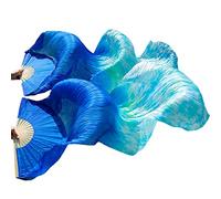 KFGISD, Long silk fan,Dance Folding Fan,Fan Veils Fan Veils Belly Dance Belly Dance Fan ,Dance Folding Fan(Color23 Tw)