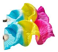 KFGISD, Long silk fan,Dance Folding Fan,Fan Veils Fan Veils Belly Dance Belly Dance Fan ,Dance Folding Fan(Color8 D)