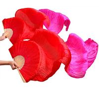 KFGISD, Long silk fan,Dance Folding Fan,Fan Veils Handmade Silk Veil Fans Belly Dancing Fans ,Dance Folding Fan(Unique Colour,180cm 90cm)