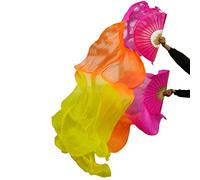 KFGISD, Long silk fan,Dance Folding Fan,Fan Veils Handmade Silk Veil Fans Belly Dancing Fans ,Dance Folding Fan(Sky Blue,180cm 90cm)