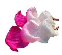 KFGISD, Long silk fan,Dance Folding Fan,Fan Veils Silk Belly Dance Fan Dance Silk Veils 1pc Left Hand+1pc Right Hand ,Dance Folding Fan(Blu)