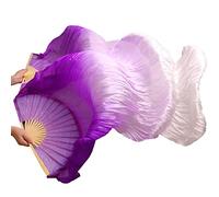 KFGISD, Long silk fan,Dance Folding Fan,Fan Veils Silk Belly Dance Fan Veils Handmade Dyed Belly Dance Veil Pure Silk Fan ,Dance Folding Fan(12)