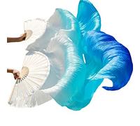 KFGISD, Long silk fan,Dance Folding Fan,Fan Veils Silk Belly Dance Fan Veils Handmade Dyed Belly Dance Veil Pure Silk Fan ,Dance Folding Fan(7)