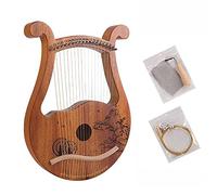KFGISD, Mahogany Wood 19 String Lyre Harp, Classical Engraving Pattern Lyre with Tuning Lever, Travel Bag, Spare Strings,Harps