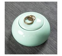 KFGISD, Mini Handmade Ceramic Cremation Urn for Small Dogs, Cats, Human Ashes, Cremation of Ashes Memorial, Funeral Box Memorial,Pet Urns(Celadon)