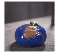 KFGISD, Mini Handmade Ceramic Cremation Urn for Small Dogs, Cats, Human Ashes, Cremation of Ashes Memorial, Funeral Box Memorial,Pet Urns(Sapphire Blue)