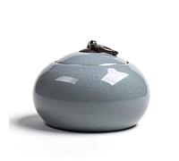 KFGISD, Mini Handmade Ceramic Cremation Urn for Small Dogs, Cats, Human Ashes, Cremation of Ashes Memorial, Funeral Box Memorial,Pet Urns(Sky Green)