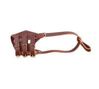 KFGISD, Muzzle Guard For Dogs,Dog Muzzle To Prevent Biting,Leather,Breathable,Adjustable,Allows Panting And Drinking,Large Breathing Hole,Dog Muzzle Cover(Brown,XS)