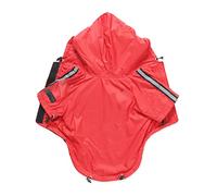 KFGISD, Pet Dog Waterproof Coat Dog Raincoat Reflective Dog Outdoor Clothes Hooded Jacket for Small Medium Large Dog Pet Supplies,Rain Coat for Dogs(Red,L)