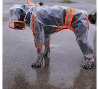 KFGISD, Pet Raincoat for Dogs Four Feet Hooded Waterproof Reflective Rain Jacket Transparent Fluorescent Dog Clothes,Rain Coat for Dogs(Orange,L)