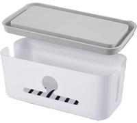 KFGISD, Power Strip Box Outlet Multi Socket Wire Management Case Charger Cable Plug Cover Desk Hide Storage Holder ,Cable Storage Box(White Gray)