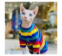 KFGISD, Rainbow color cotton elastic cat bottoming shirt, Suitable for sphynx and other hairless cats ，Cat Clothing(M)