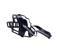 KFGISD, Reflective Nylon Strapwith Extra Soft Padding,With Strong Plastic Muzzle Basket,Dog Muzzle Cover(Reflective Tape Black,No.2)
