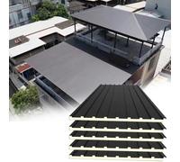 KFGISD, Roofing Sheets Aluminum Alloy Pergola Tin Roof Panels, 1pc/ 2pcs/ 5 Pcs Insulated Roofing Cladding Board ,Roof Panels(Brown,5PCS-1.5M/4.9FT)