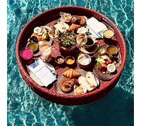 KFGISD, Round Floating Serving Tray Table & Bar - Stylish Breakfast Tray on The Water - Floating Bar for Pool,Pool Floating Trays(Red,60X60X15CM)