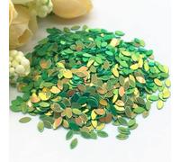 KFGISD, Sequins, 10/20g 2 * 4mm Mini Horse Eye Flat Oval Sequins for Nail Art Paillette Sewing Embellishment Findings Women,Sequins(Green with Gold)