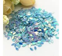KFGISD, Sequins, 10/20g 2 * 4mm Mini Horse Eye Flat Oval Sequins for Nail Art Paillette Sewing Embellishment Findings Women,Sequins(Blue with Gold)