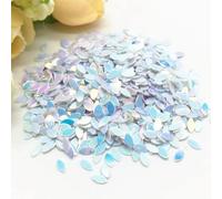 KFGISD, Sequins, 10/20g 2 * 4mm Mini Horse Eye Flat Oval Sequins for Nail Art Paillette Sewing Embellishment Findings Women,Sequins(White with Gold)