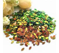 KFGISD, Sequins, 10/20g 2 * 4mm Mini Horse Eye Flat Oval Sequins for Nail Art Paillette Sewing Embellishment Findings Women,Sequins(Dark Green with Gold)