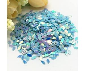 KFGISD, Sequins, 10/20g 2 * 4mm Mini Horse Eye Flat Oval Sequins for Nail Art Paillette Sewing Embellishment Findings Women,Sequins(Blue with Gold)