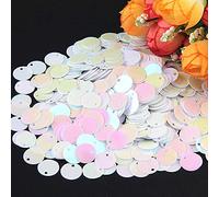 KFGISD, Sequins, 10g Paillette Sequin 10mm 15mm 20mm 25mm Large Flat Round Edge Hole Loose Sequins for Crafts Dance,Sequins(Abwhite)