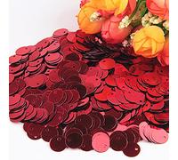 KFGISD, Sequins, 10g Paillette Sequin 10mm 15mm 20mm 25mm Large Flat Round Edge Hole Loose Sequins for Crafts Dance,Sequins(Red)