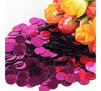 KFGISD, Sequins, 10g Paillette Sequin 10mm 15mm 20mm 25mm Large Flat Round Edge Hole Loose Sequins for Crafts Dance,Sequins(Rose Red)