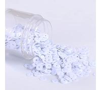 KFGISD, Sequins, 2000pcs 4mm Solid Colors Sequin Flat Round PVC Loose Sequins Paillettes Sewing Craft Women Cloth Embroidery Accessories,Sequins(Solid White)
