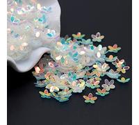 KFGISD, Sequins, Sequin White Color 10mm Cup Five Finger Flower Sequins Paillettes Sewing Wedding Craft Women Garments,Sequins(Transp Blue)
