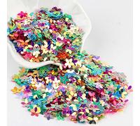 KFGISD, Sequins, Sequin White Color 10mm Cup Five Finger Flower Sequins Paillettes Sewing Wedding Craft Women Garments,Sequins(Mix Gold)