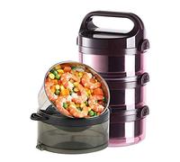 KFGISD, Stackable Bento Lunch Box with Cutlery, Insulation Portable Lunch Bottle Soup Container, Leakproof,Lunch Boxes,Lunch Boxes(Pink,Three Layers)