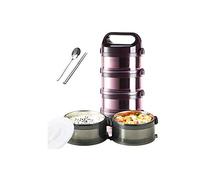 KFGISD, Stackable Bento Lunch Box with Cutlery, Insulation Portable Lunch Bottle Soup Container, Leakproof,Lunch Boxes,Lunch Boxes(Pink,Four Layers)