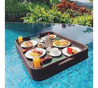 KFGISD, Swimming Pool Floats for Adults for Spas, Bath, and Parties | Floating Tray for Pool Serving Drinks, Brunch, Food on the,Pool Floating Trays(Brown)