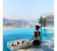 KFGISD, Swimming Pool Floats for Adults for Spas, Bath, and Parties | Floating Tray for Pool Serving Drinks, Brunch, Food on the,Pool Floating Trays(White)