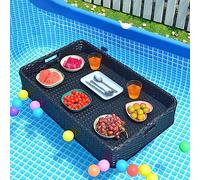 KFGISD, Swimming Pool Floats for Adults for Spas, Bath, and Parties | Floating Tray for Pool Serving Drinks, Brunch, Food on the,Pool Floating Trays(Black)