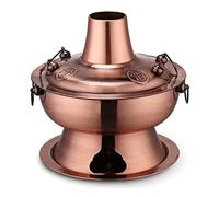 KFGISD, Traditional Chinese Copper Hot Pot,Shabu Pot Cooker Vintage Charcoal Copper Shabu Shabu Hot Pot Stainless Steel Chinese Hotpot Soup Pot Shabu Cookware,Copper Hot Pot(Red Copper,30cm)