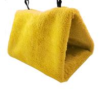 KFGISD, Triangle Shape Cage House Hanging Nest Bed Hammock Warm Pet Plush Foldable Hanging Safety Supplies Pink L,Birdhouse(Yellow,S)