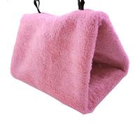 KFGISD, Triangle Shape Cage House Hanging Nest Bed Hammock Warm Pet Plush Foldable Hanging Safety Supplies Pink L,Birdhouse(Pink,S)