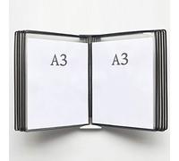 KFGISD, Wall Mounted File Holder,Hanging Wall File Organizer,Wall Mounted A3 Poster Flip Book Display,Wall-Mounted Loose-Leaf Transparent Page Display Stand 45×33×10CM,Folders(G)