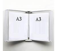 KFGISD, Wall Mounted File Holder,Hanging Wall File Organizer,Wall Mounted A3 Poster Flip Book Display,Wall-Mounted Loose-Leaf Transparent Page Display Stand 45×33×10CM,Folders(C)