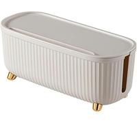 KFGISD, Wire Box Sturdy Cable Storage Box with Lid Keep Tidy Ultra-large Socket Plug Board Organizer Box ,Cable Storage Box(Beige)