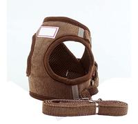 KFGISD, With Lead Brown Dog Harness With Leash Dog Collar Adjustable Vest Walking Pet Accessories For Small Medidum Large Pets S,Dog Carrier(M)