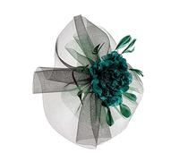 KFGISD, Women Big Flowers Hats Solid Mesh Floral Feather Sturdy Bands Retro Tea Party Mesh Caps,Feather Flower Hair Clip(GN Black Band)