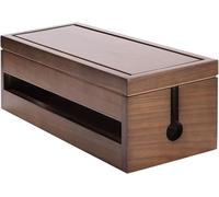 KFGISD, Wooden Cord Organizer Box For Extension Cord Power Stripe Surge Protector ,Cable Storage Box(Coffee Color)