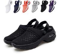 KFGJ Mesh Orthopedic Walking Sandals, Air Cushion Sandals, Shoes Thick Bottom Rocking Women Slip On Walking Mesh Breathable Student Working Sneakers Athletic Road Running Mesh Casual 41 Black