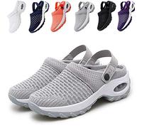 KFGJ mesh Orthopedic Walking Sandals, Air Cushion Shoes, Thick Bottom Rocking Women Slip On Walking Breathable Student Working Sneakers Athletic Road Running Casual 38 Grey