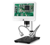 KFHDSAS 200X Magnification Digital Microscope, 7.0 Inch Screen, Adjustable Lights, PCB Soldering Kids Outside Use, USB Microscope For Coin Microscope Video Camera(White)
