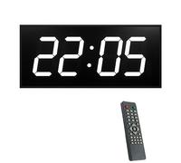 KFHDSAS 21 Inch 4 Digits Double Side Clock, Auto Dimmer, Alarm, Count Up/down, Calendar And Thermometer, 8-Level Brightness, For Industrial Warehouse Cafeteria(White)