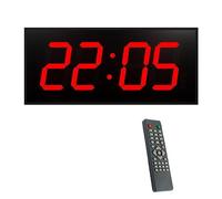 KFHDSAS 21 Inch 4 Digits Double Side Clock, Auto Dimmer, Alarm, Count Up/down, Calendar And Thermometer, 8-Level Brightness, For Industrial Warehouse Cafeteria(Red)