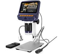 KFHDSAS 220X Digital Microscope, 1080P Video Microscope, Adjustable LED Lights, 4.3 Inch Screen, For Adults PCB Soldering Kids, Metal Stand, With Remote Control